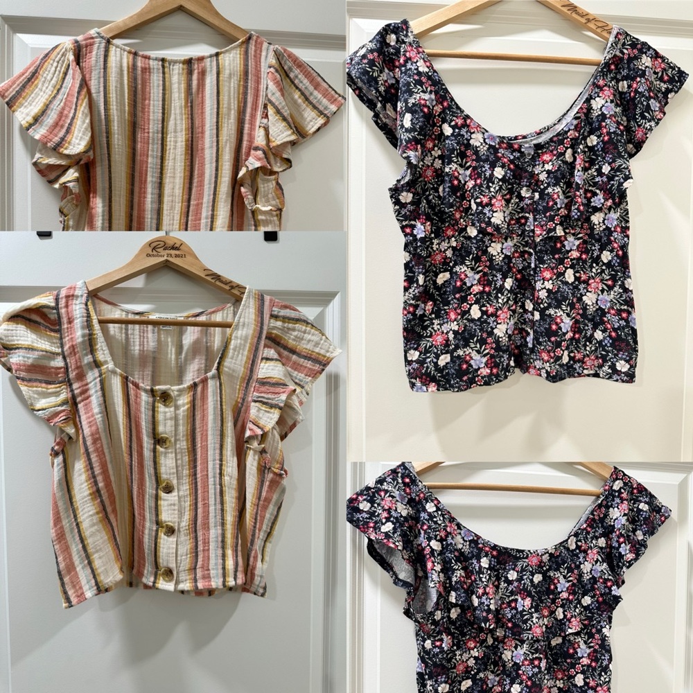 American Eagle Outfitters Striped and Floral Blouses Cropped